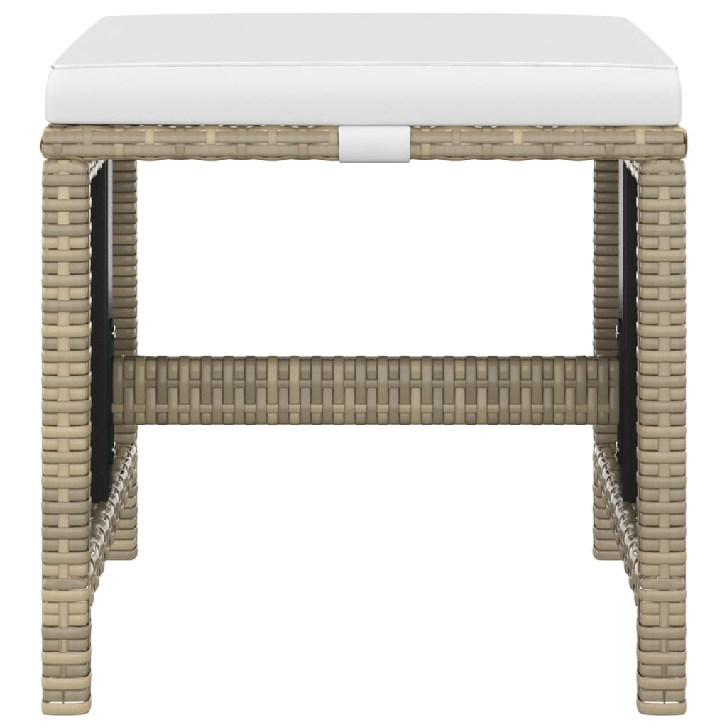 Ensemble à manger de jardin et coussins 5 pcs Poly rotin Beige
