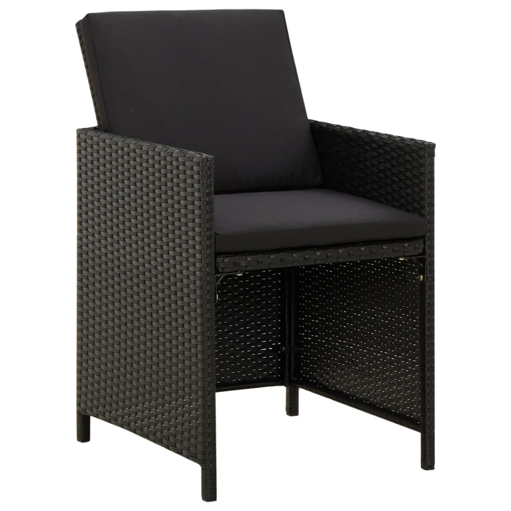 Ensemble à manger de jardin coussins 9pcs Résine tressée Noir