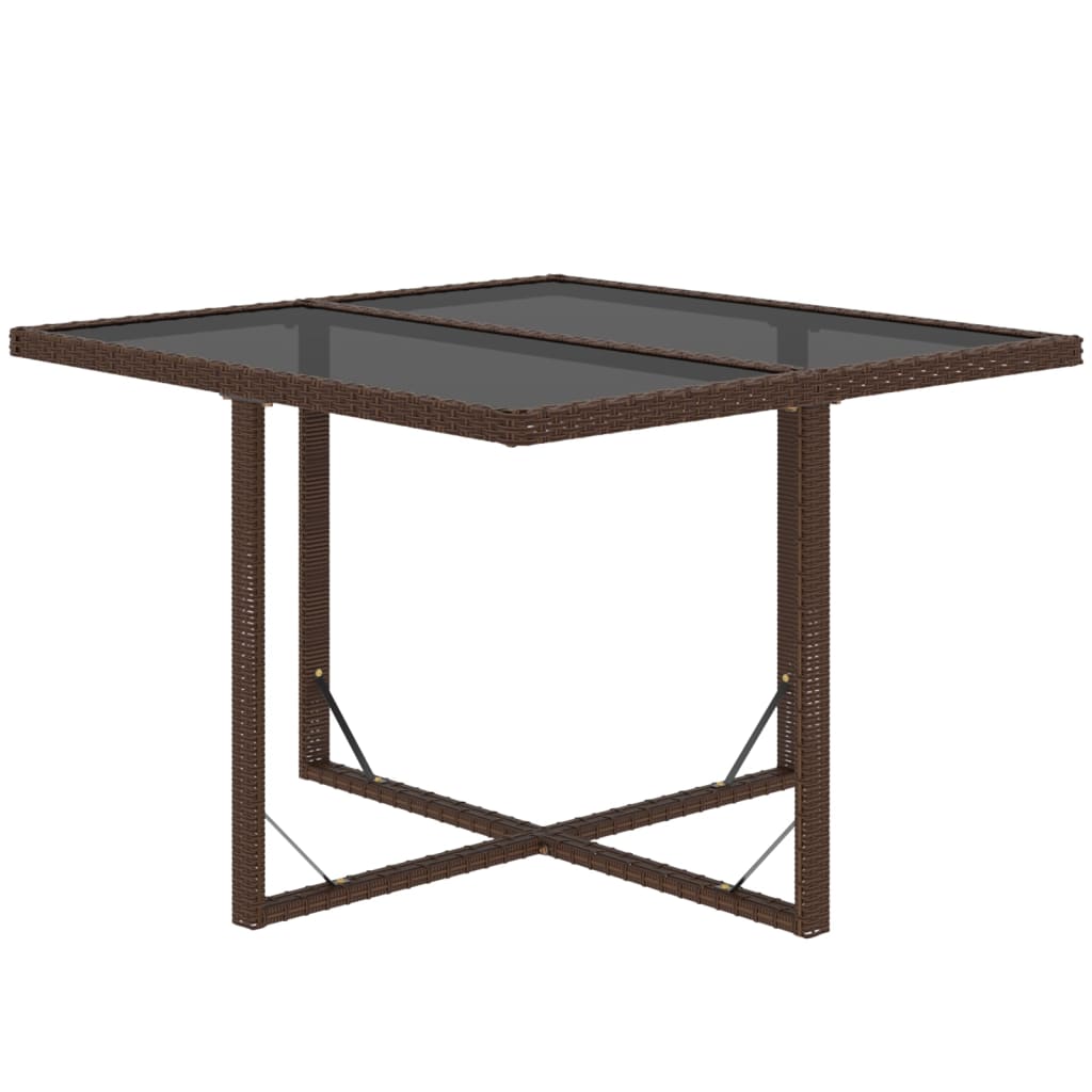 Ensemble à dîner de jardin avec coussins 5 pcs poly rotin brun