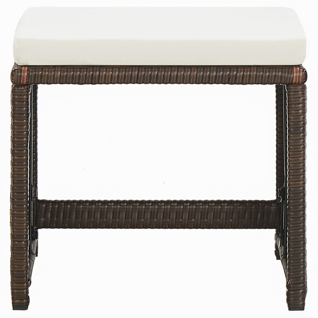 Ensemble à manger de jardin et coussins 9 pcs Poly rotin Marron
