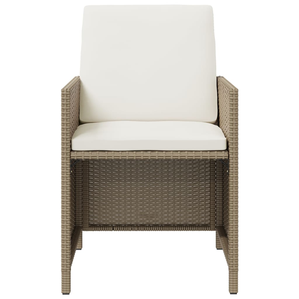 Ensemble à manger de jardin et coussins 9 pcs Poly rotin Beige