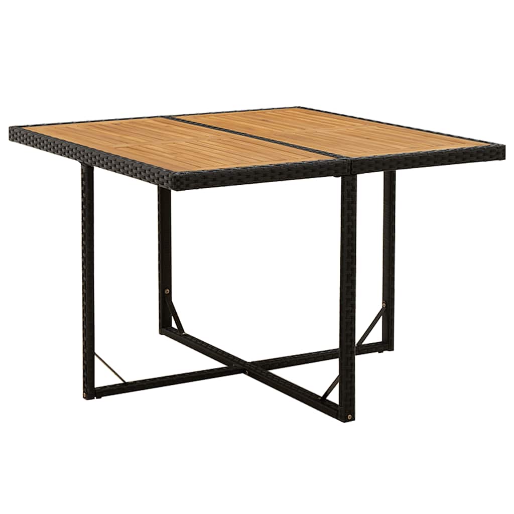 Ensemble à dîner de jardin avec coussins 5 pcs poly rotin noir