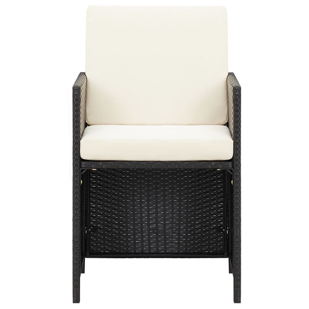 Ensemble à manger de jardin coussins 9pcs Résine tressée Noir