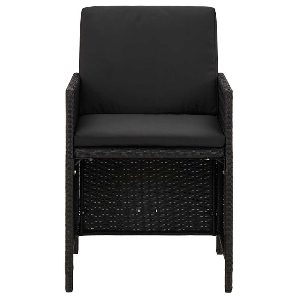 Ensemble à manger de jardin coussins 9pcs Résine tressée Noir