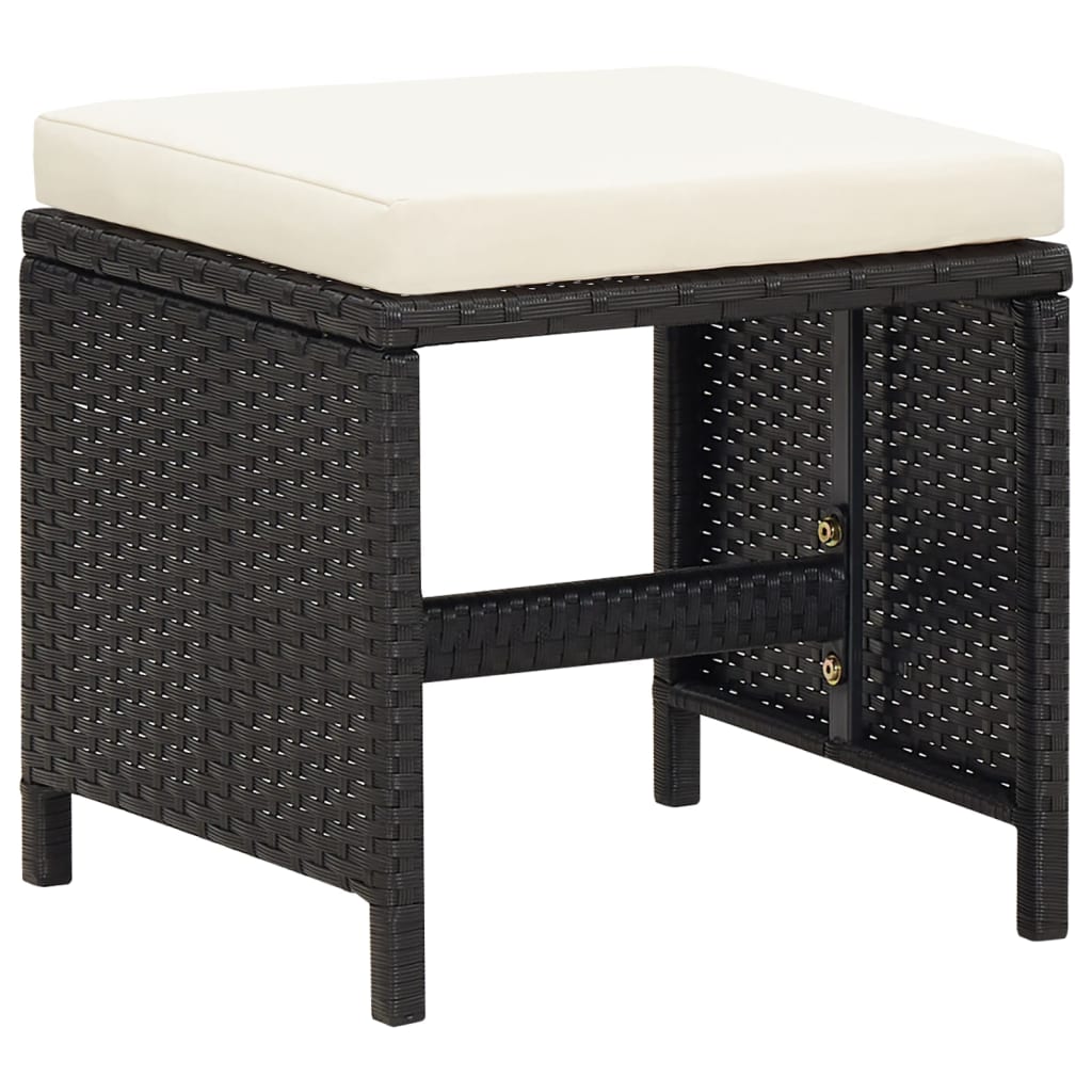 Ensemble à manger de jardin coussins 9pcs Résine tressée Noir