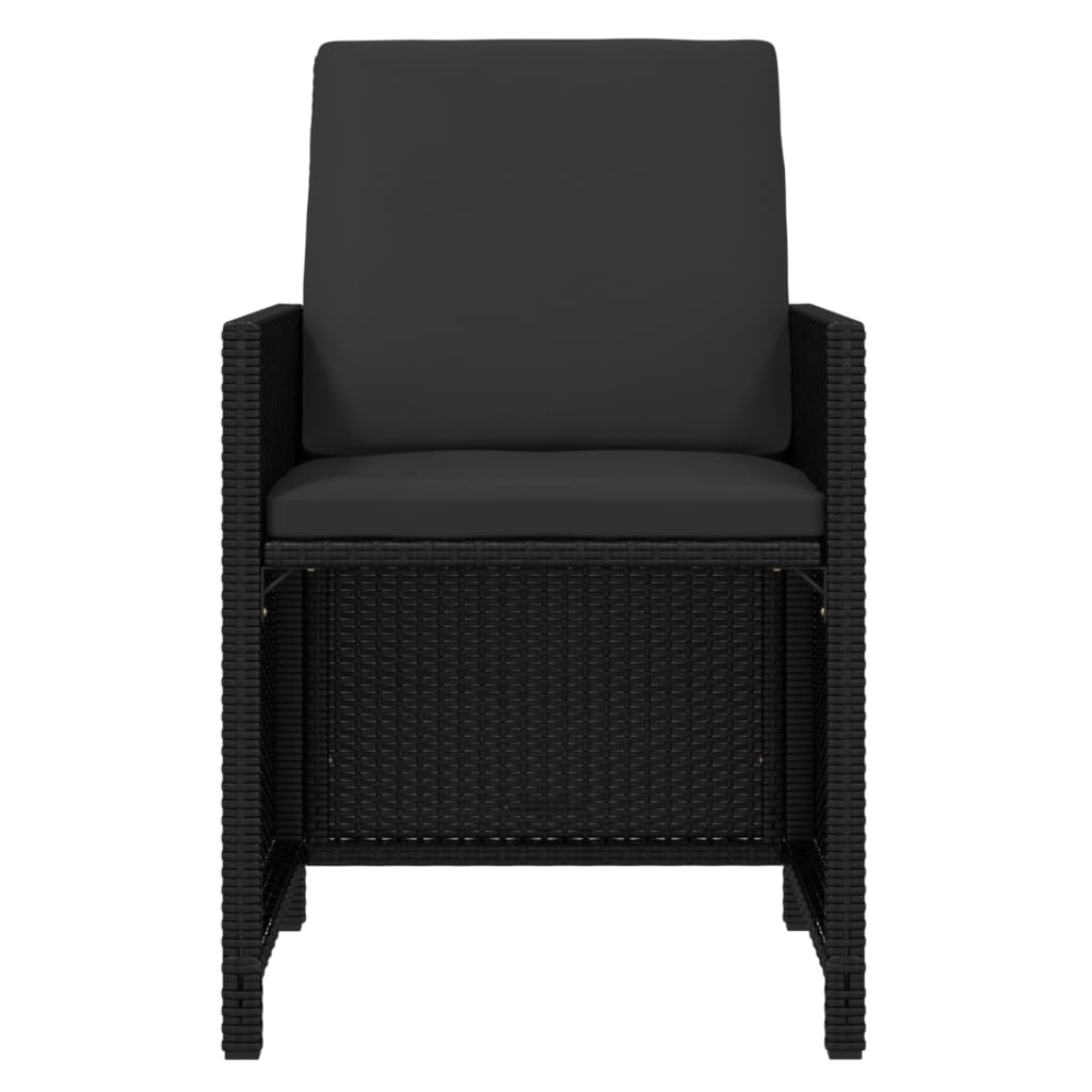 Ensemble à manger de jardin coussins 7pcs Résine tressée Noir