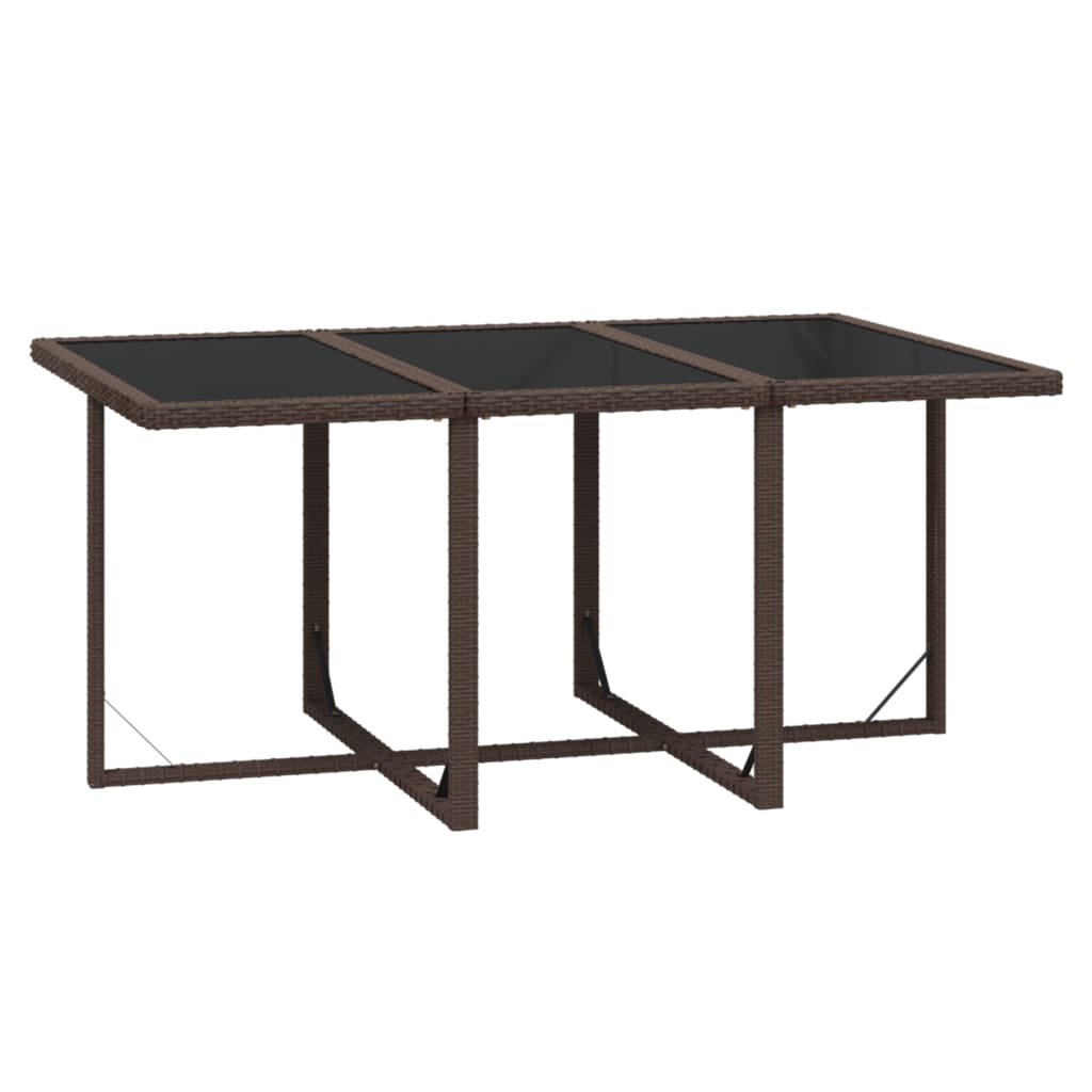Ensemble à manger de jardin et coussins 7 pcs marron poly rotin