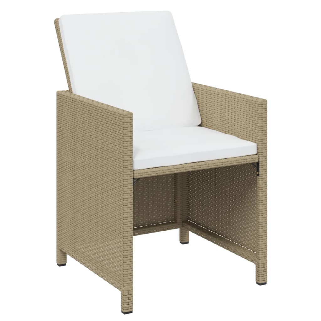 Ensemble à manger de jardin et coussins 7 pcs Poly rotin Beige