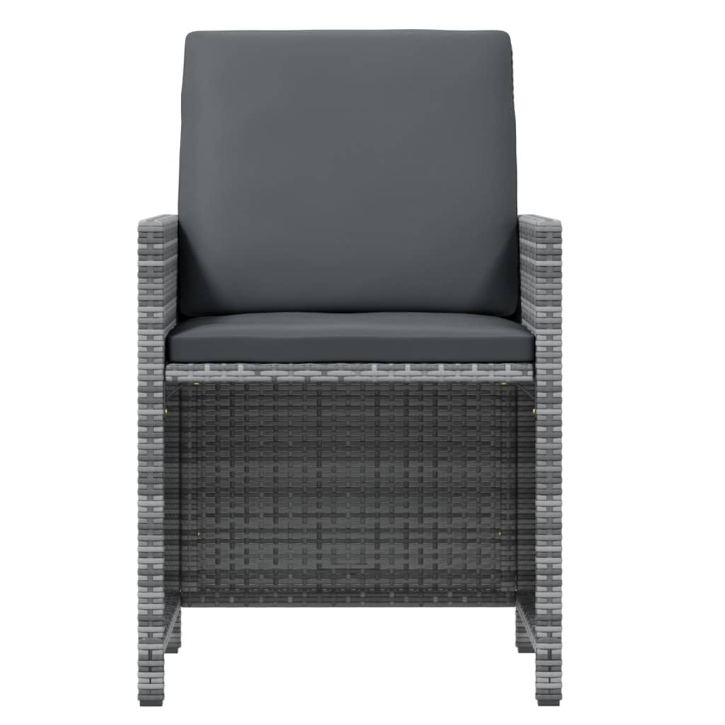 Ensemble à manger de jardin coussins 7pcs Résine tressée Gris