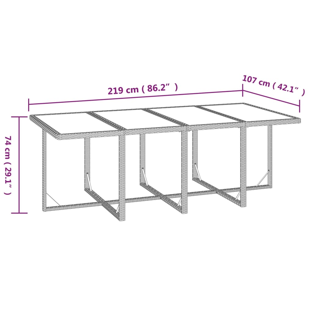 Ensemble à manger de jardin coussins 9pcs Résine tressée Noir