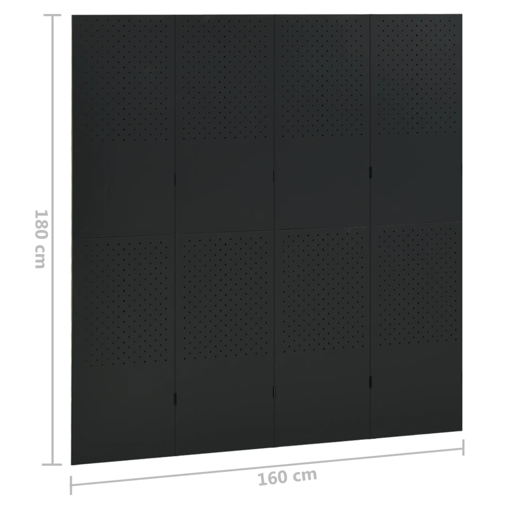 Cloisons de séparation 4 panneaux 2 pcs Noir 160x180 cm Acier - XIOS