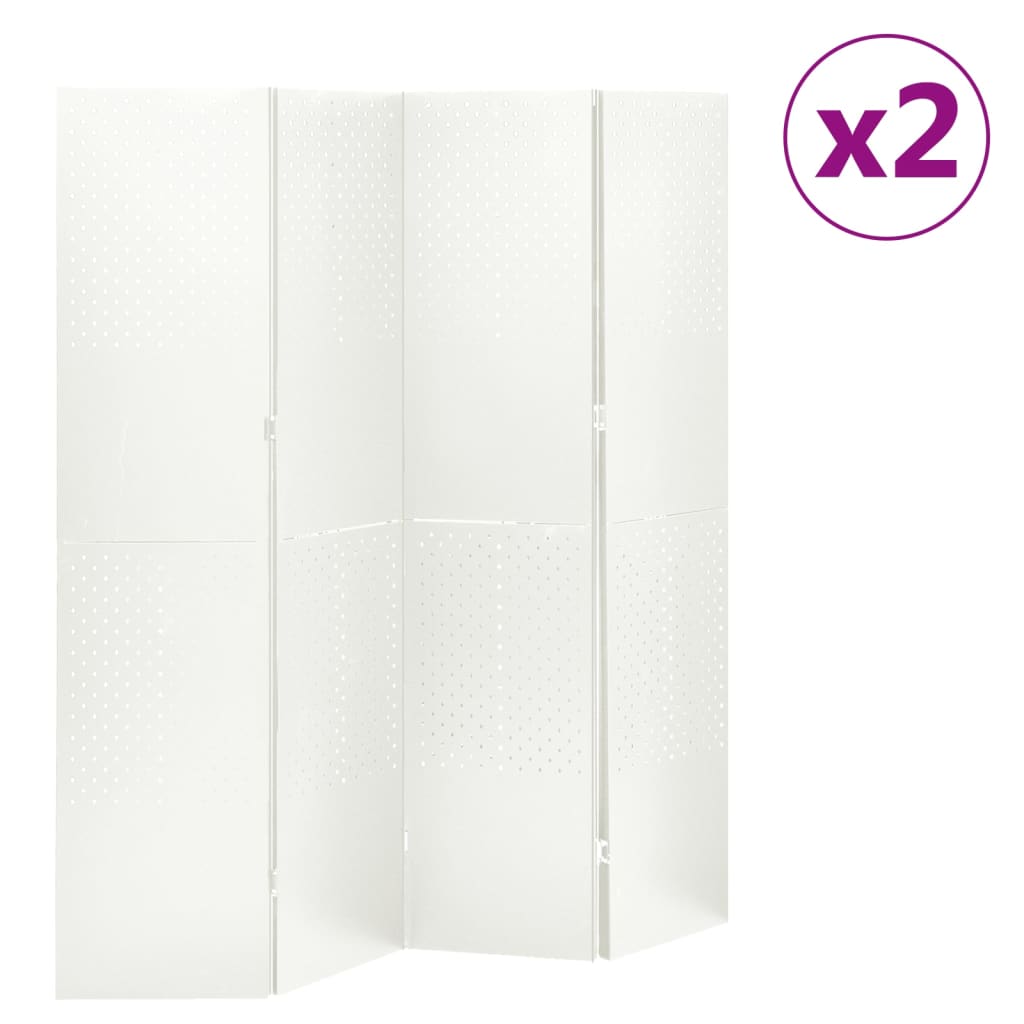 Cloisons de séparation 4 panneaux 2 pcs Blanc 160x180 cm Acier