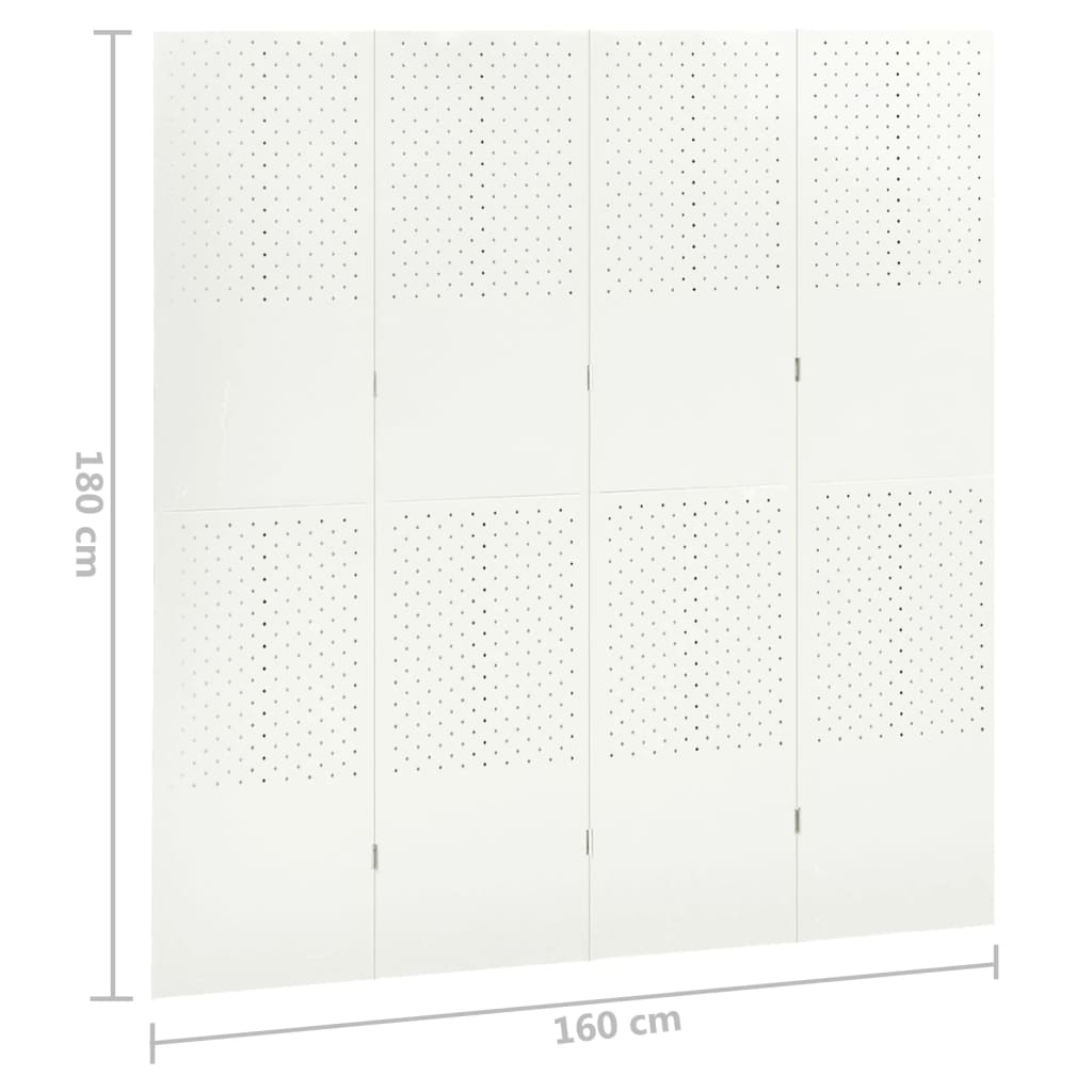Cloisons de séparation 4 panneaux 2 pcs Blanc 160x180 cm Acier