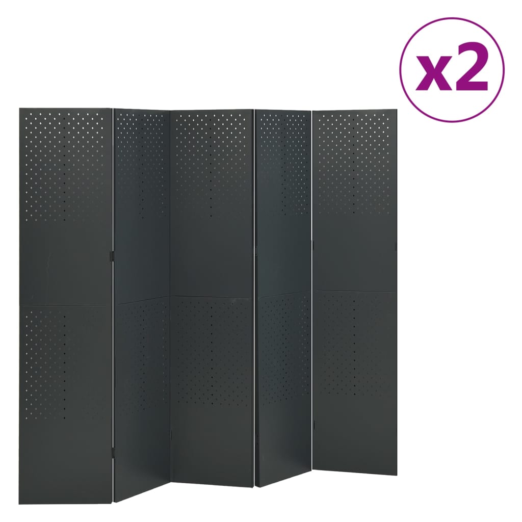 Cloisons de séparation 5 panneaux 2 pcs Anthracite 200x180 cm - XIOS
