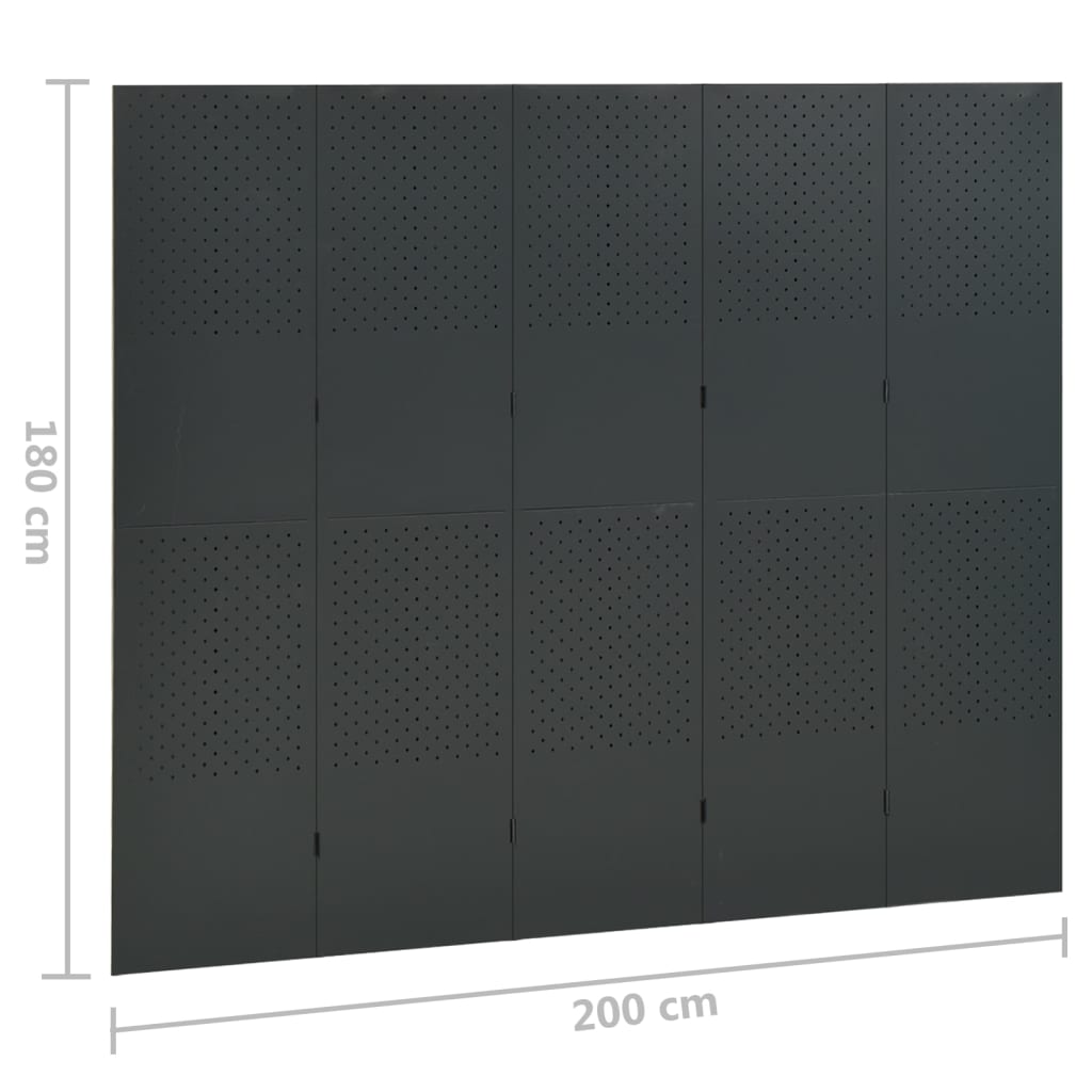 Cloisons de séparation 5 panneaux 2 pcs Anthracite 200x180 cm - XIOS