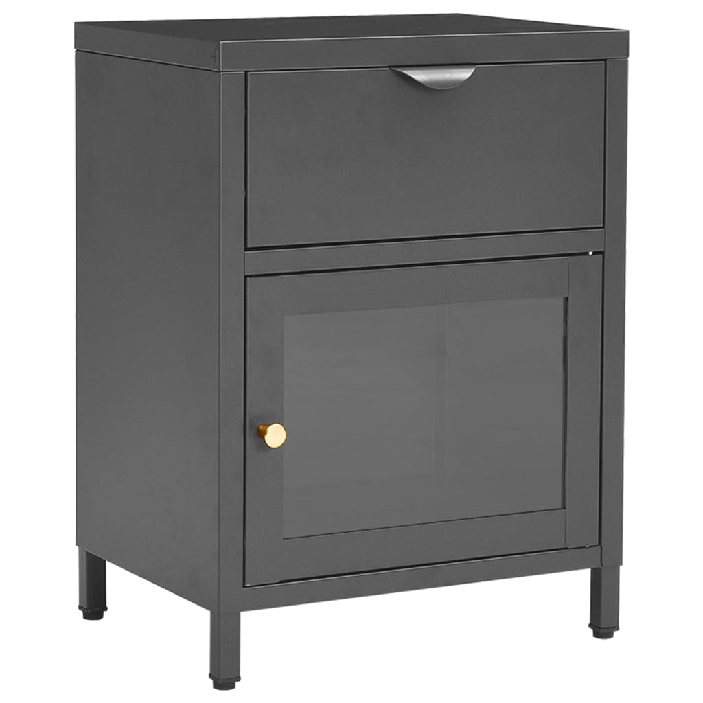 Tables de chevet 2 pcs Anthracite 40x30x54,5 cm Acier et verre - XIOS