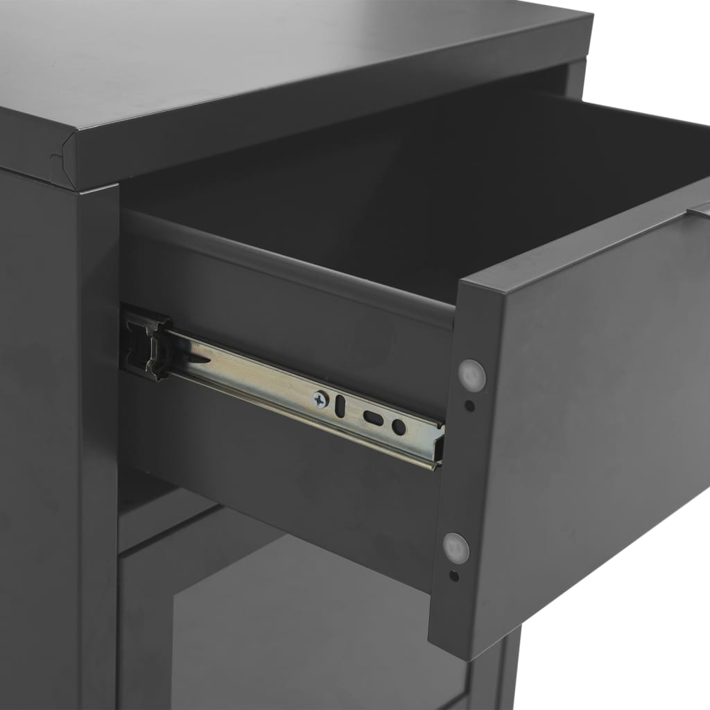 Tables de chevet 2 pcs Anthracite 40x30x54,5 cm Acier et verre - XIOS