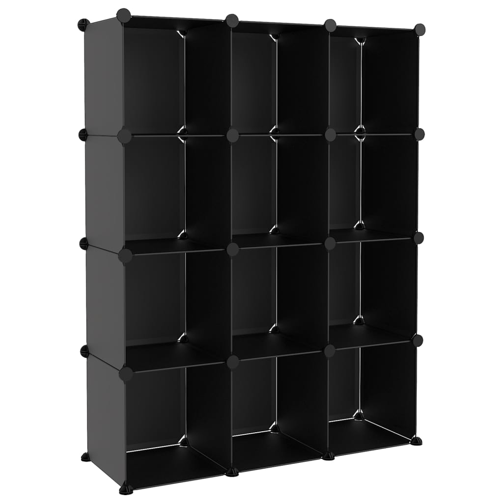 Cubes de rangement 12 pcs Noir PP - XIOS