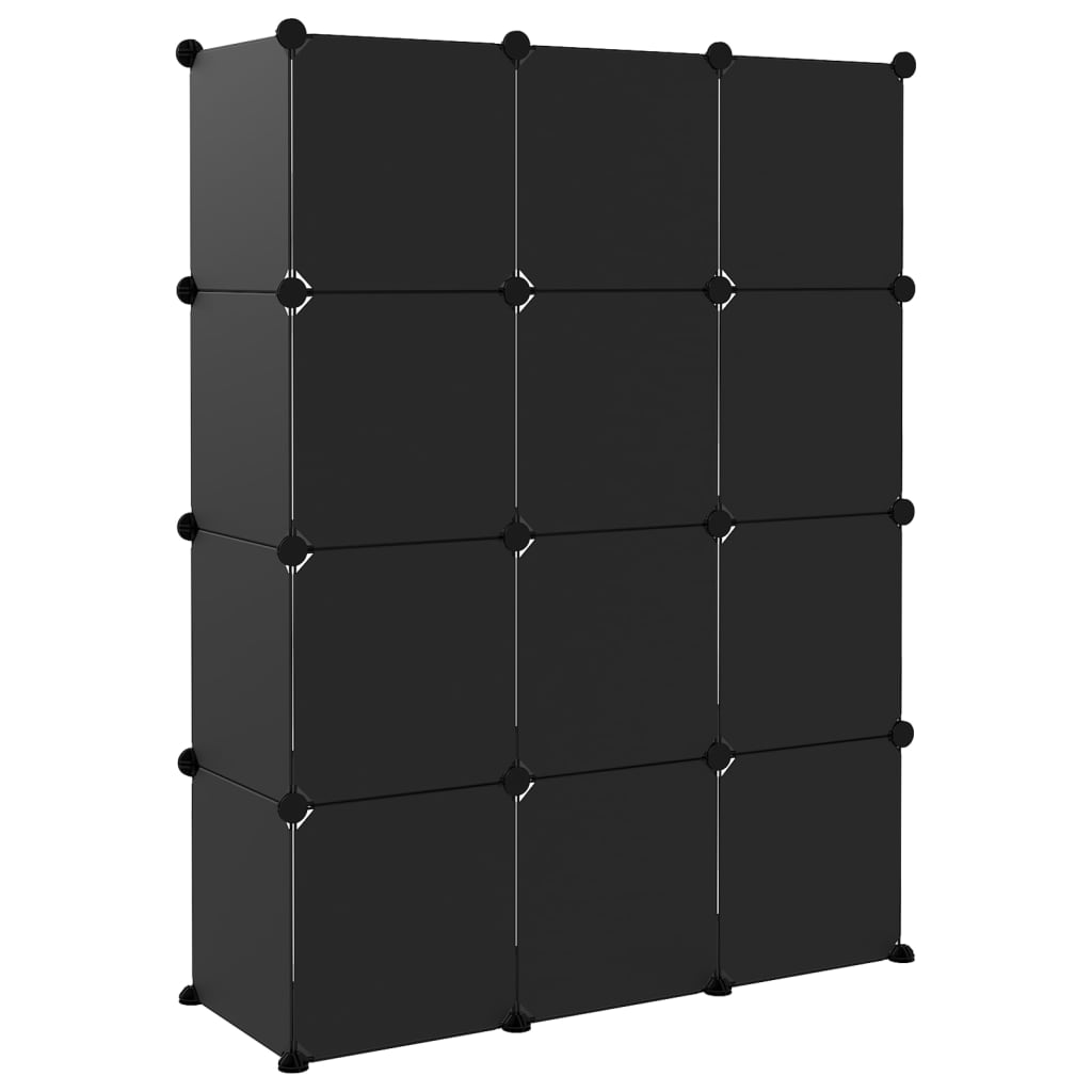 Cubes de rangement 12 pcs Noir PP - XIOS