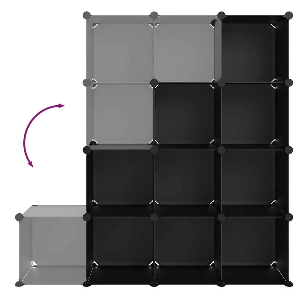 Cubes de rangement 12 pcs Noir PP - XIOS
