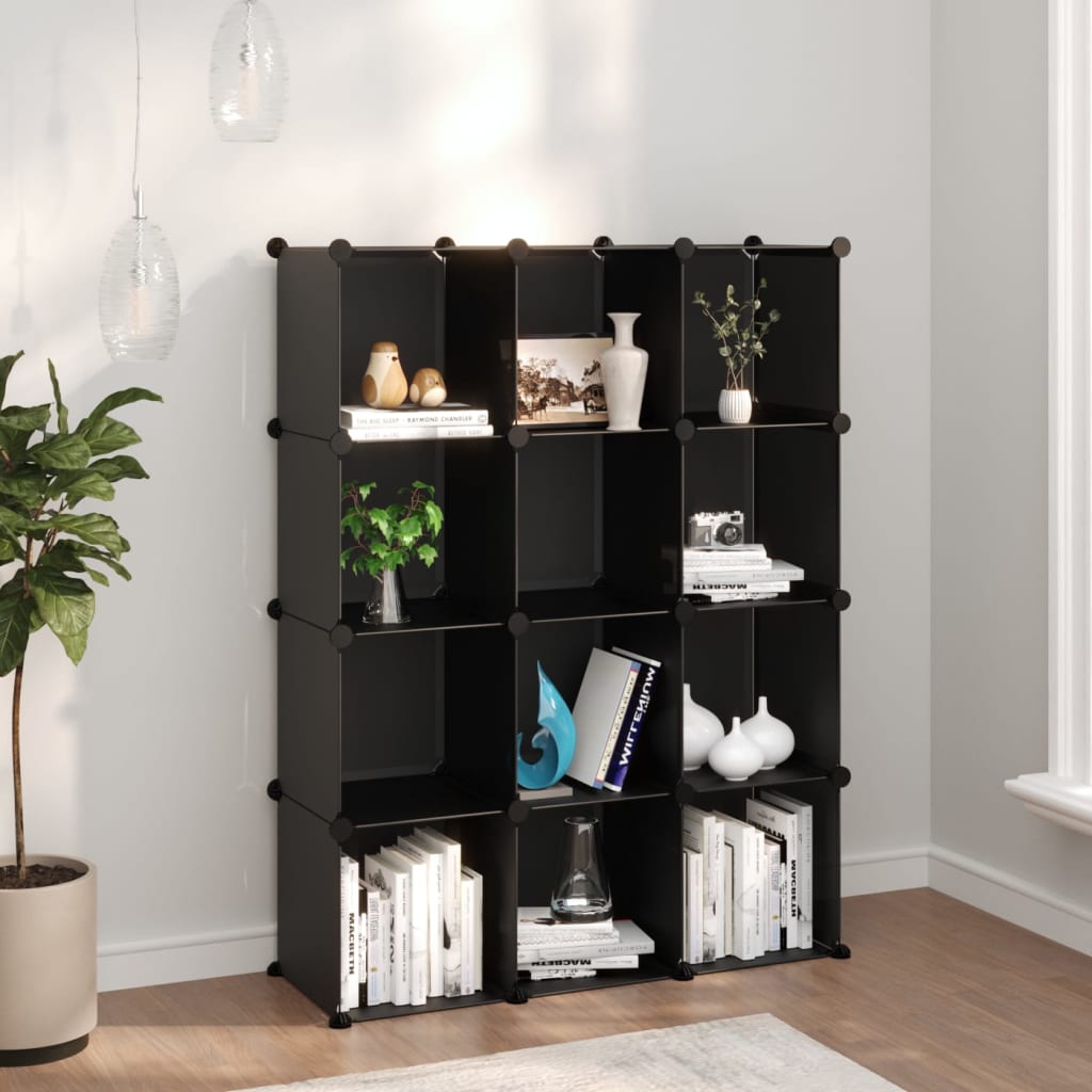 Cubes de rangement 12 pcs Noir PP - XIOS