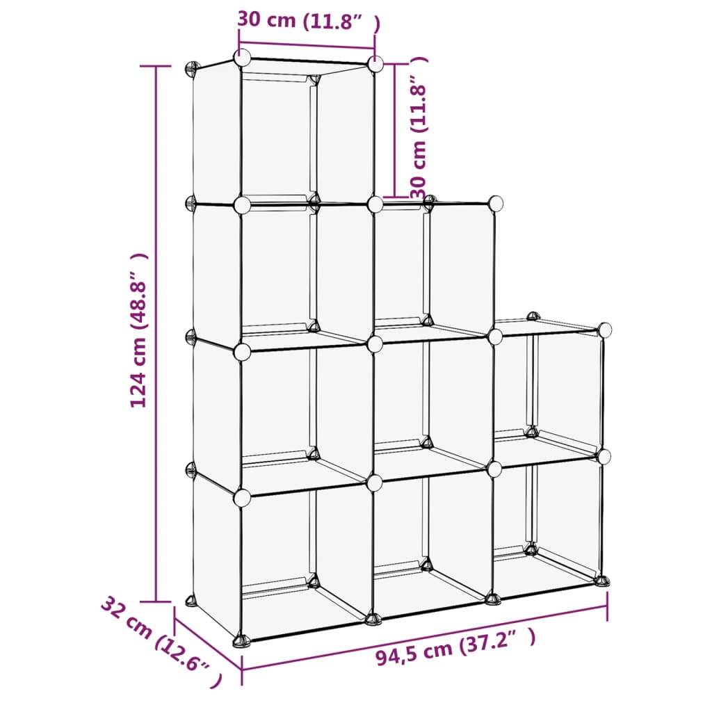 Cubes de rangement 9 pcs Noir PP - XIOS