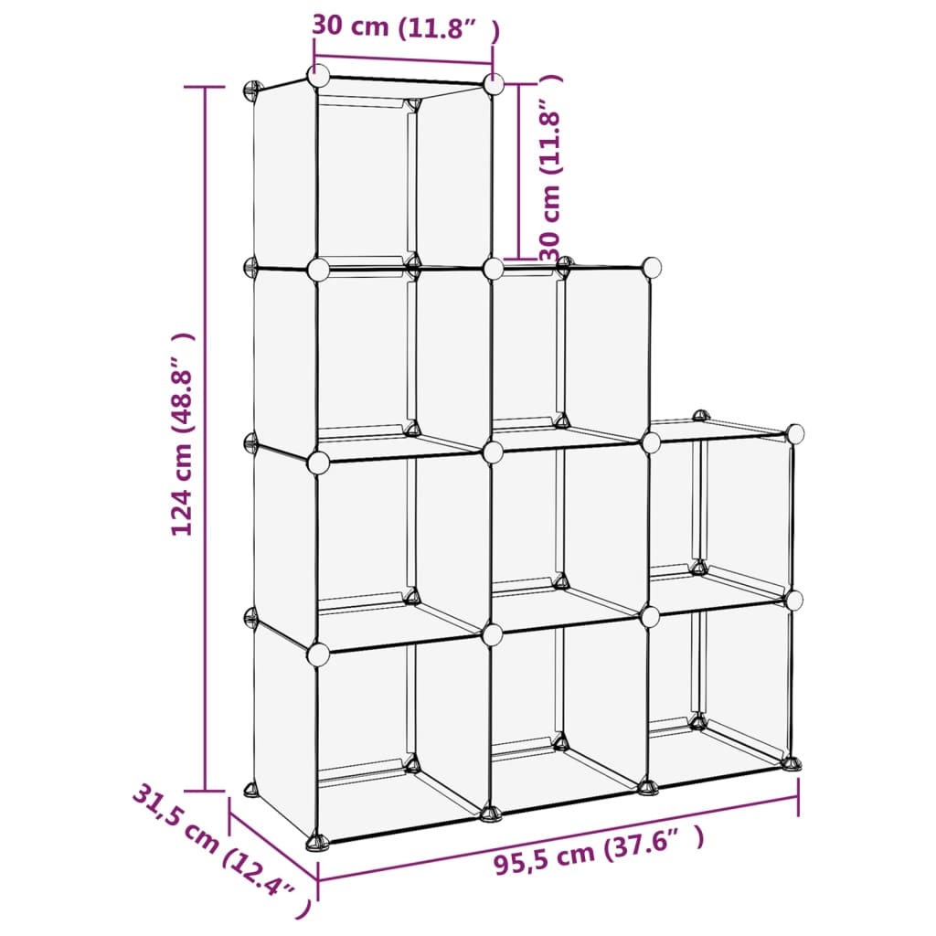 Cubes de rangement 9 pcs Transparent PP - XIOS