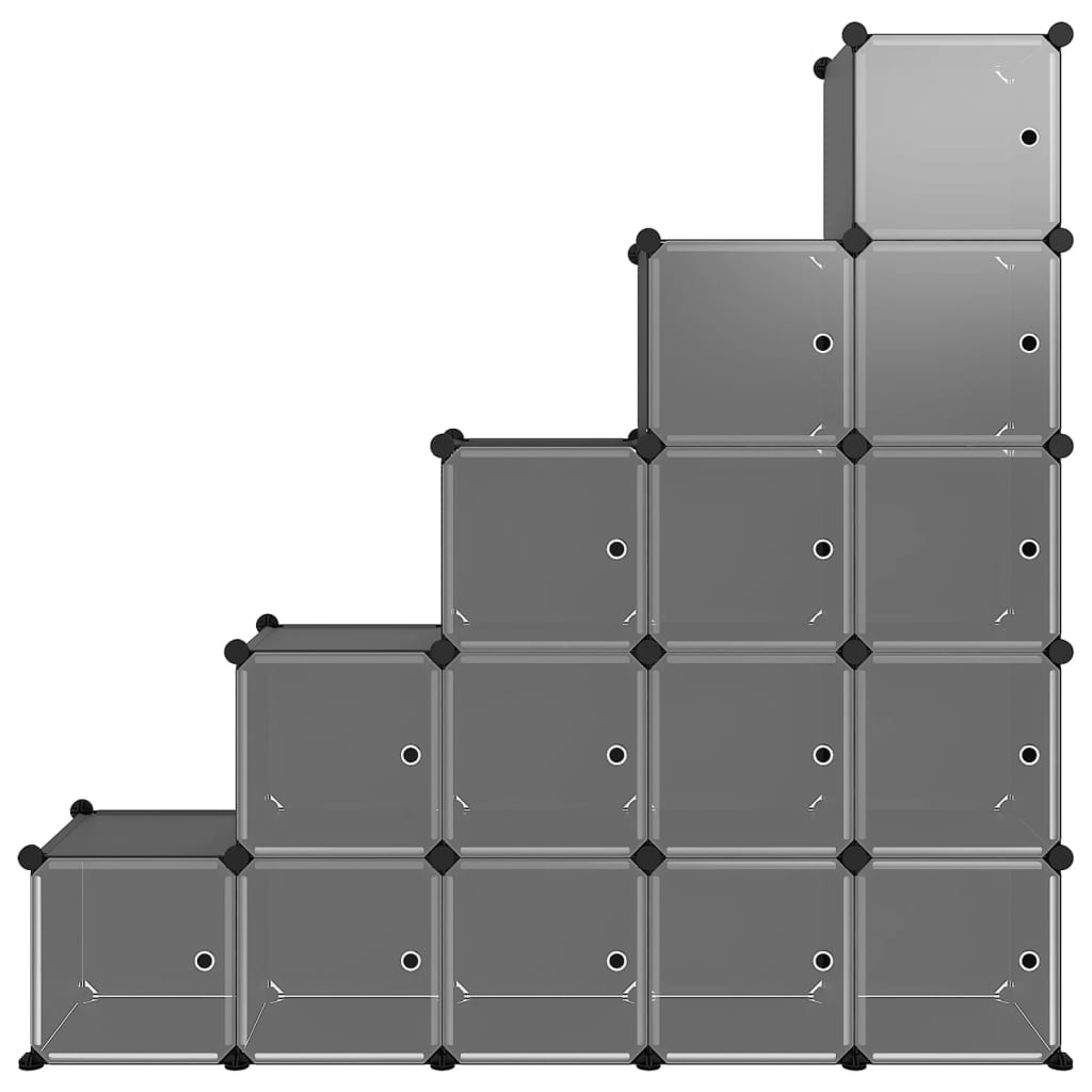 Cubes de rangement 15 pcs avec portes Noir PP - XIOS