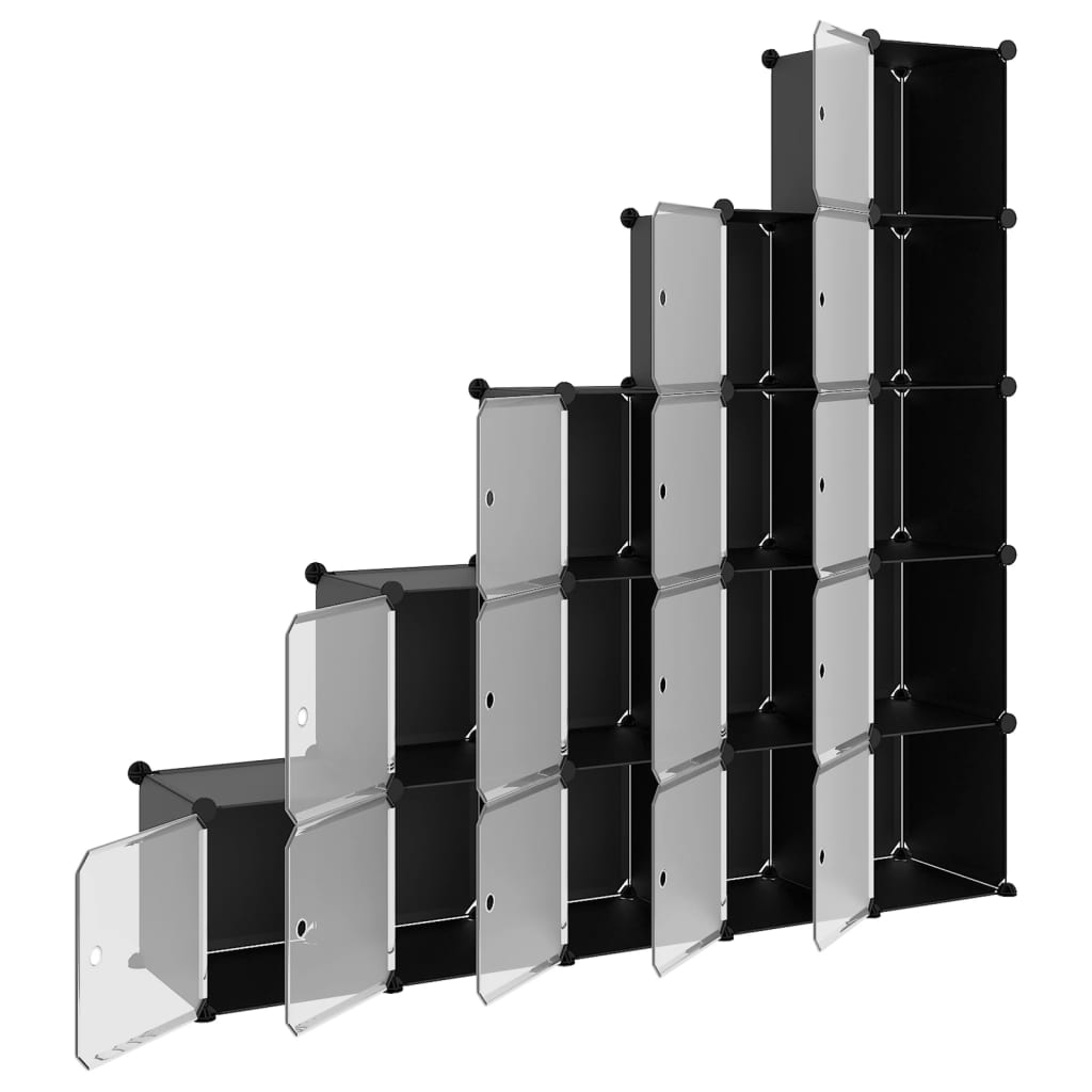 Cubes de rangement 15 pcs avec portes Noir PP - XIOS