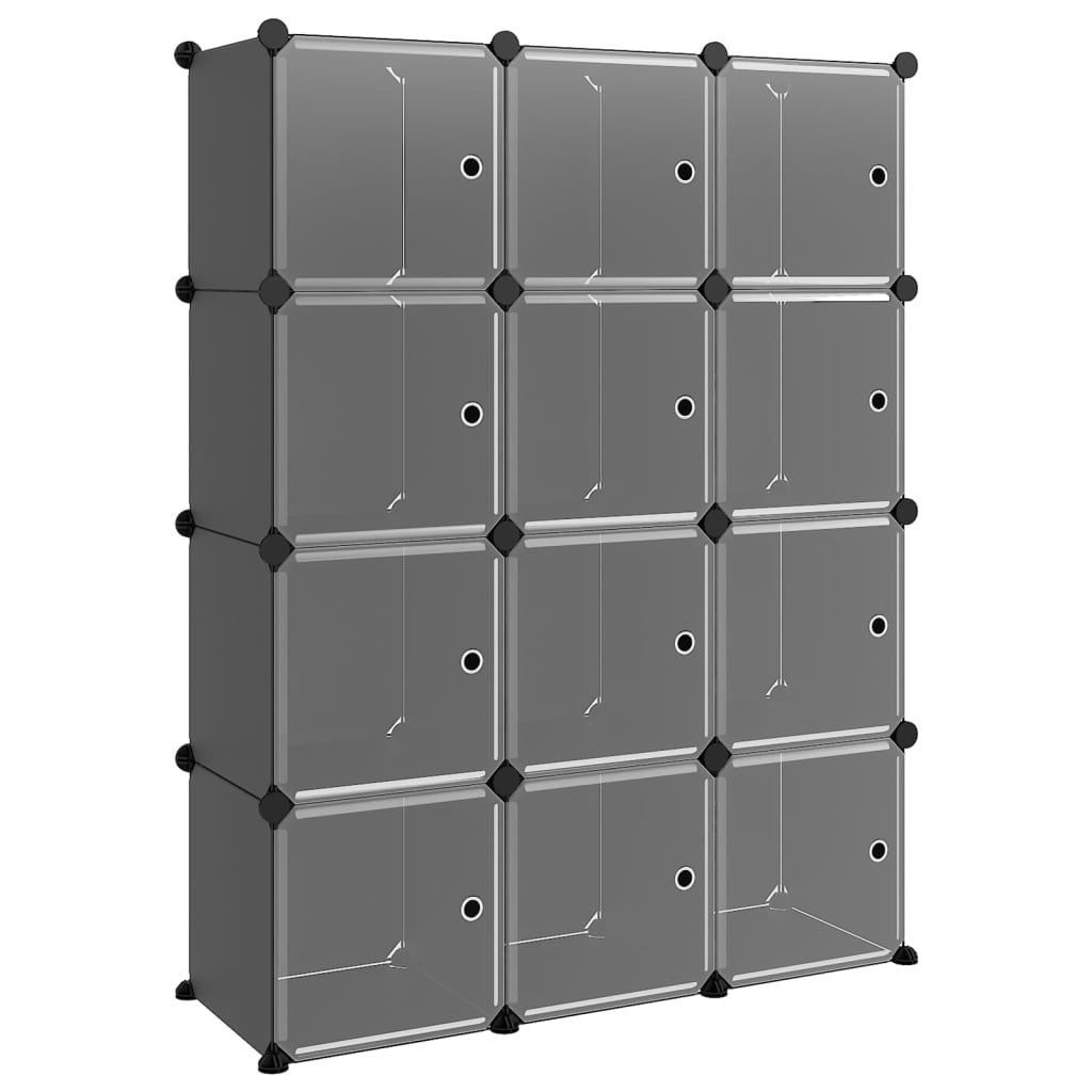 Cubes de rangement 12 pcs avec portes noir PP - XIOS