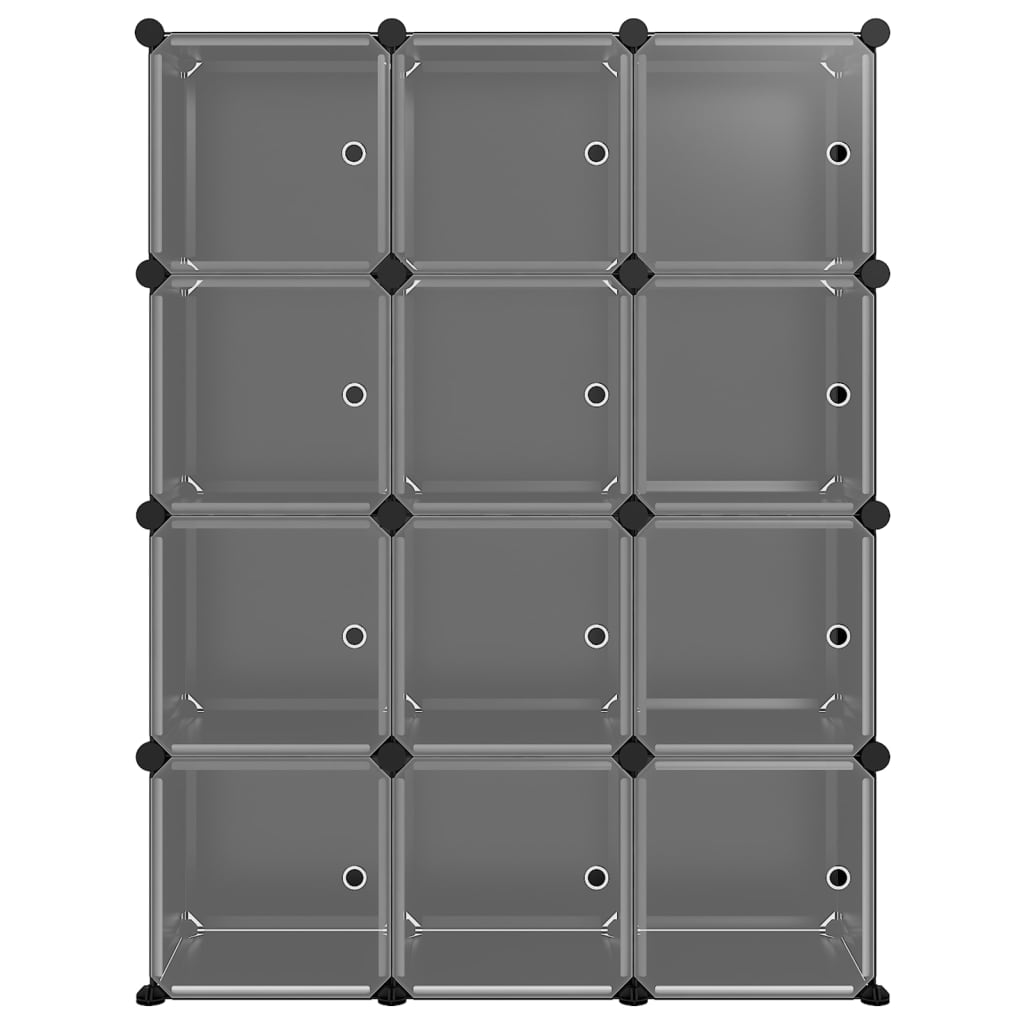 Cubes de rangement 12 pcs avec portes noir PP - XIOS