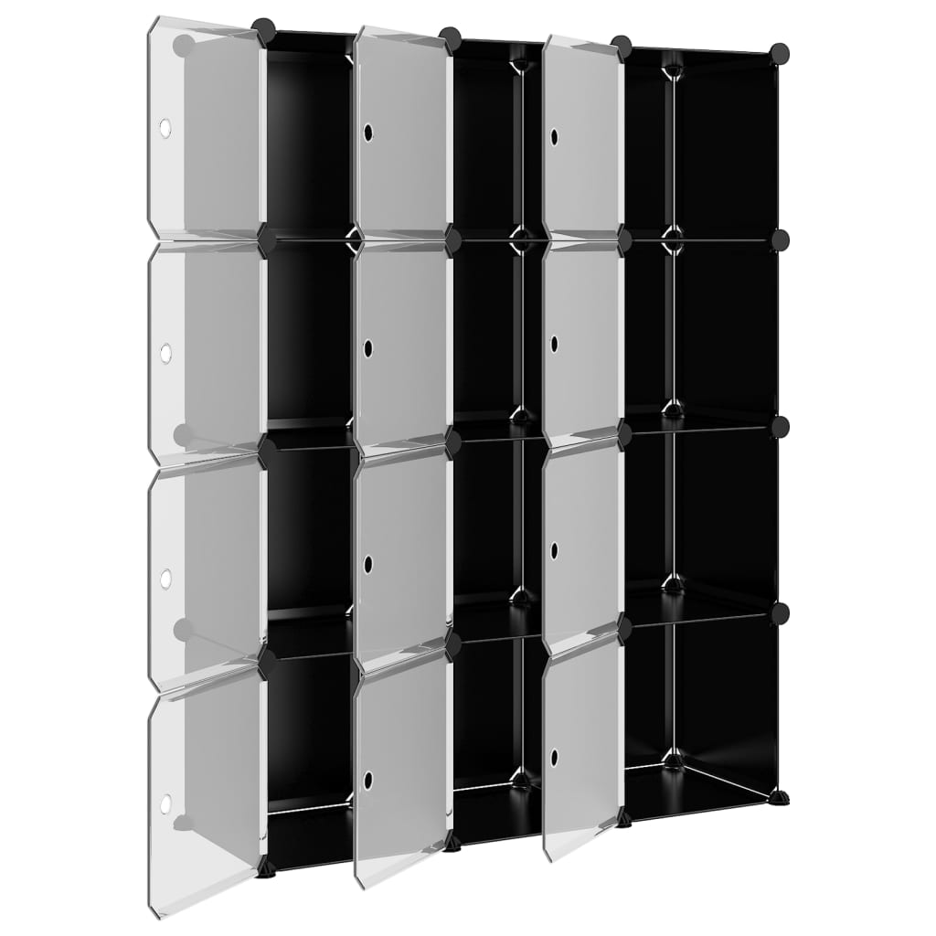 Cubes de rangement 12 pcs avec portes noir PP - XIOS