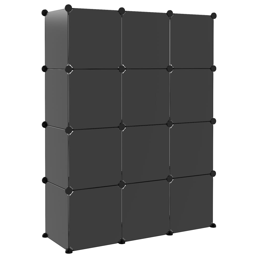 Cubes de rangement 12 pcs avec portes noir PP - XIOS