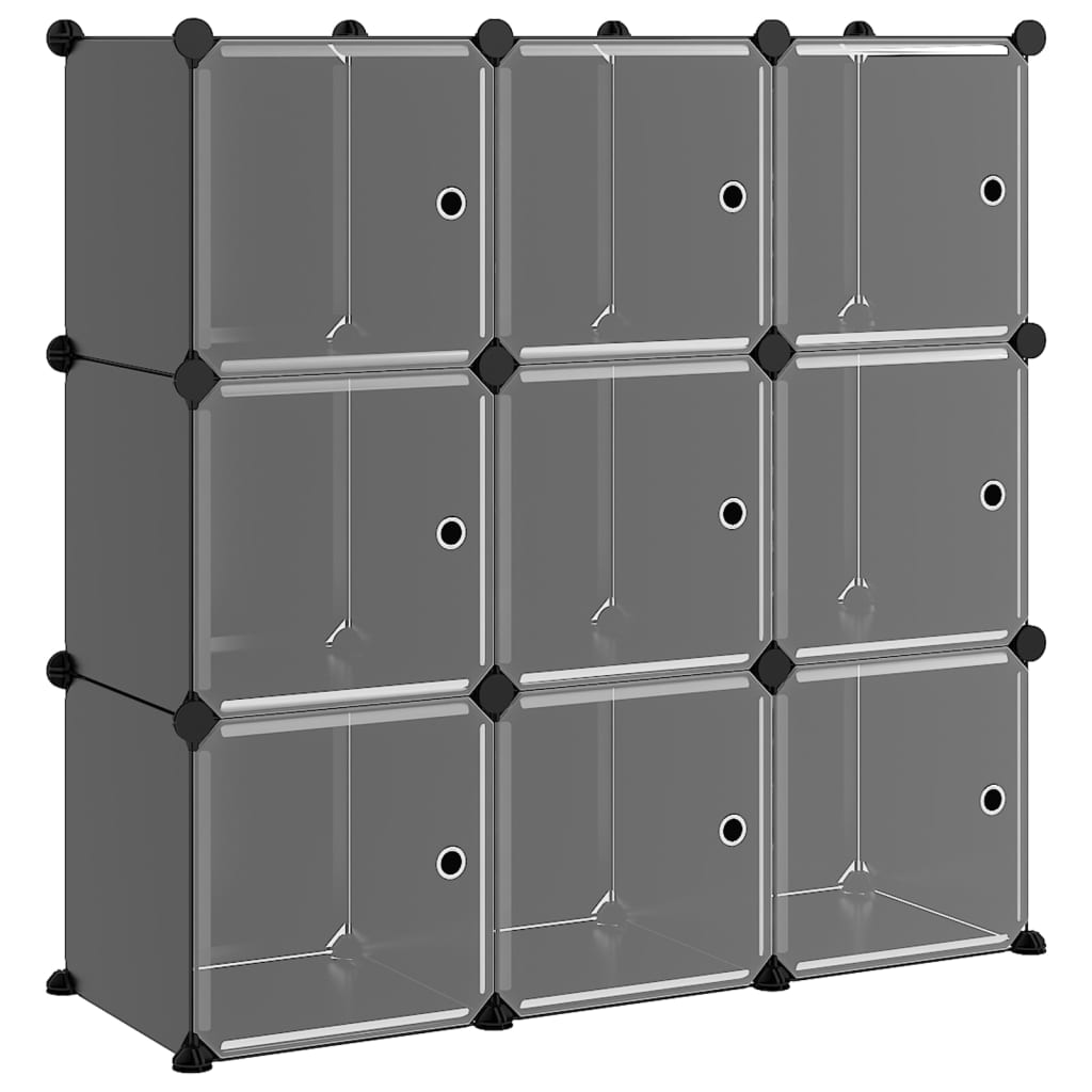 Cubes de rangement 9 pcs avec portes Noir PP - XIOS
