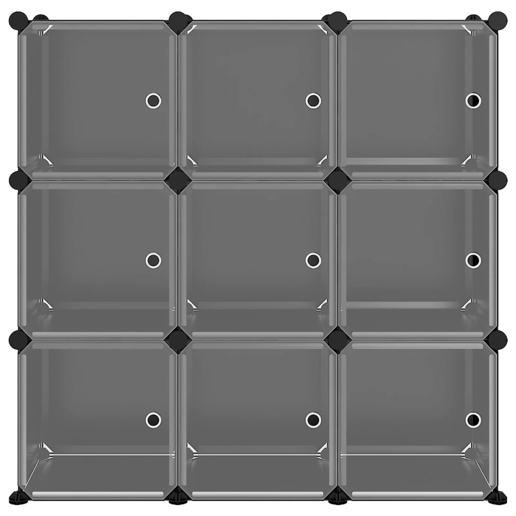 Cubes de rangement 9 pcs avec portes Noir PP - XIOS