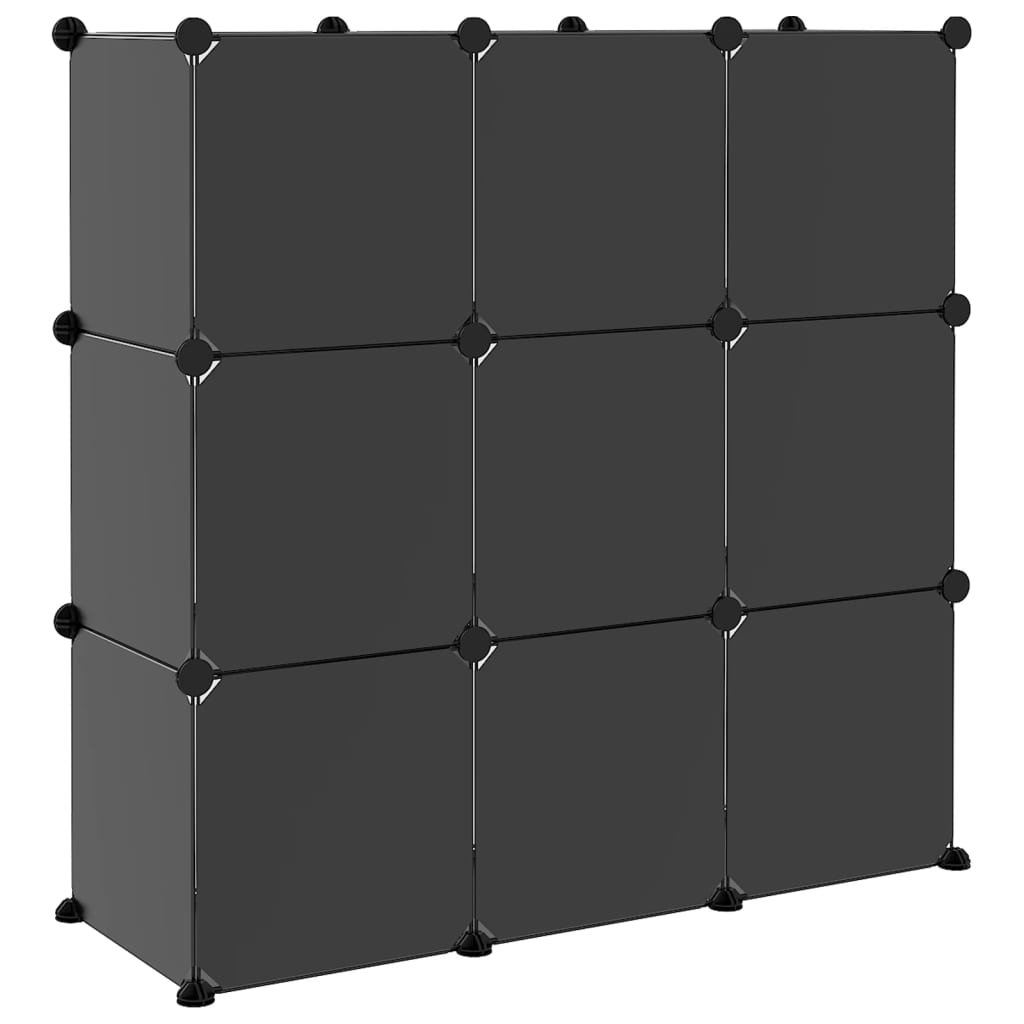 Cubes de rangement 9 pcs avec portes Noir PP - XIOS