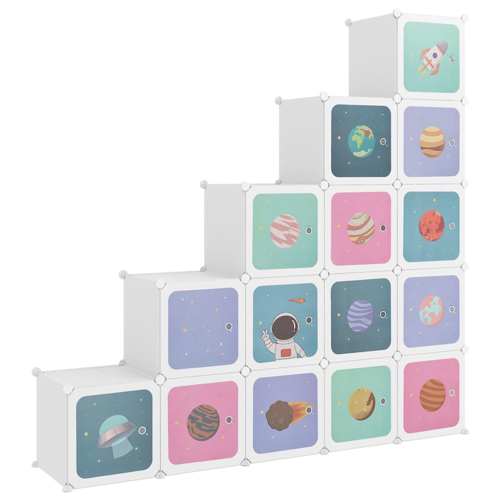 Armoire de rangement pour enfants avec 15 cubes Blanc PP - XIOS
