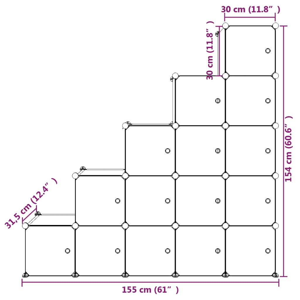 Armoire de rangement pour enfants avec 15 cubes Blanc PP - XIOS