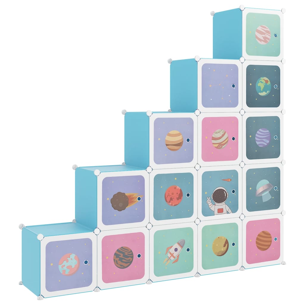 Armoire de rangement pour enfants avec 15 cubes Bleu PP - XIOS