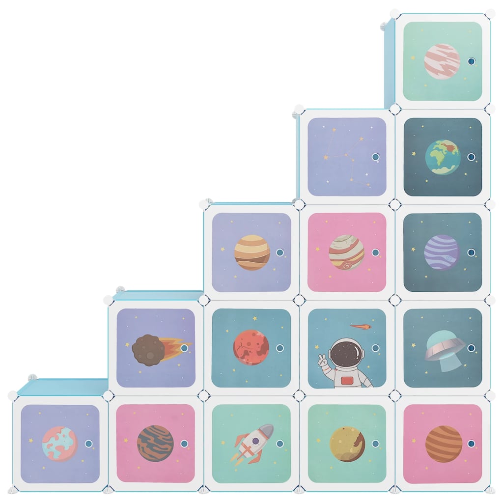 Armoire de rangement pour enfants avec 15 cubes Bleu PP - XIOS