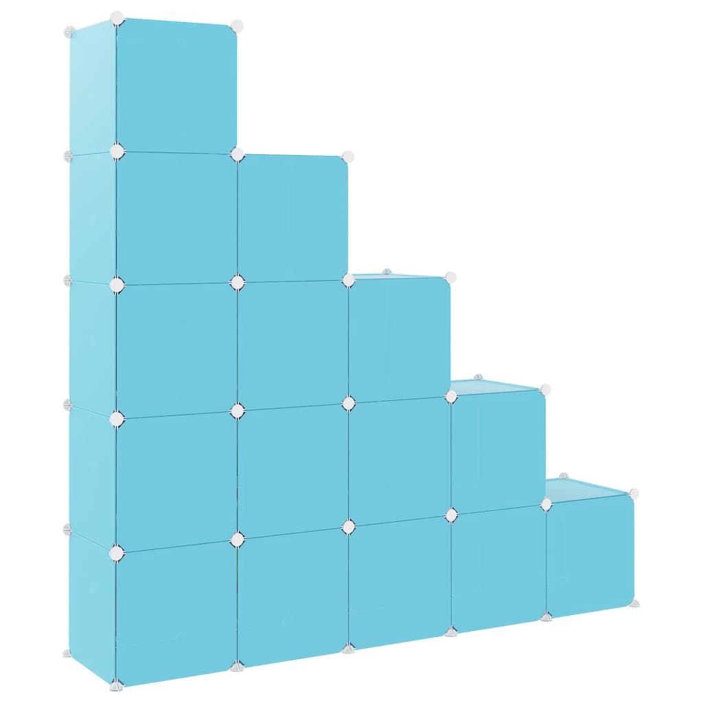 Armoire de rangement pour enfants avec 15 cubes Bleu PP - XIOS