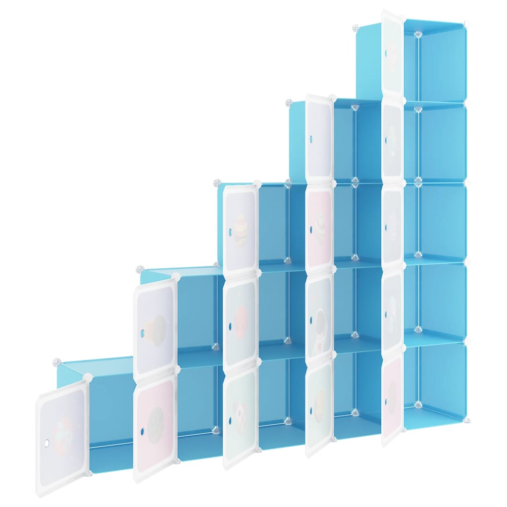 Armoire de rangement pour enfants avec 15 cubes Bleu PP - XIOS