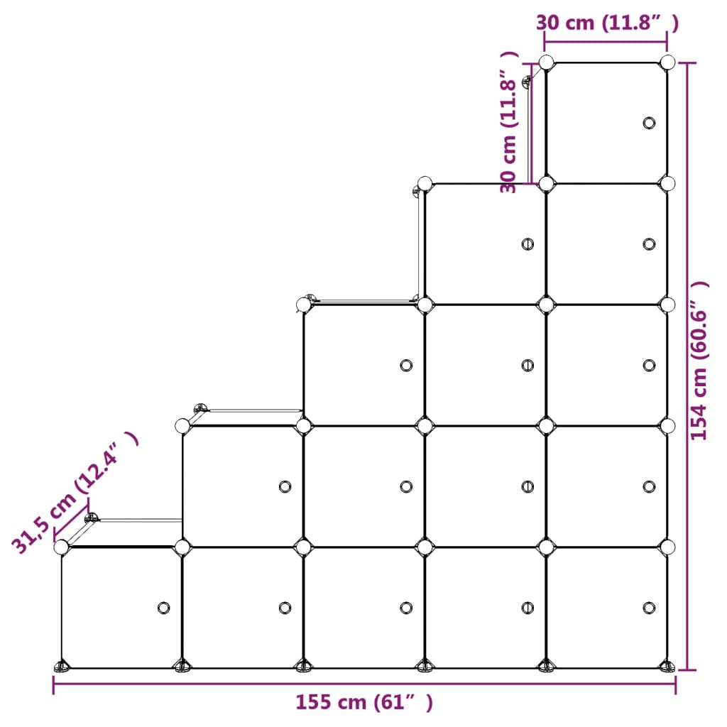 Armoire de rangement pour enfants avec 15 cubes Bleu PP - XIOS