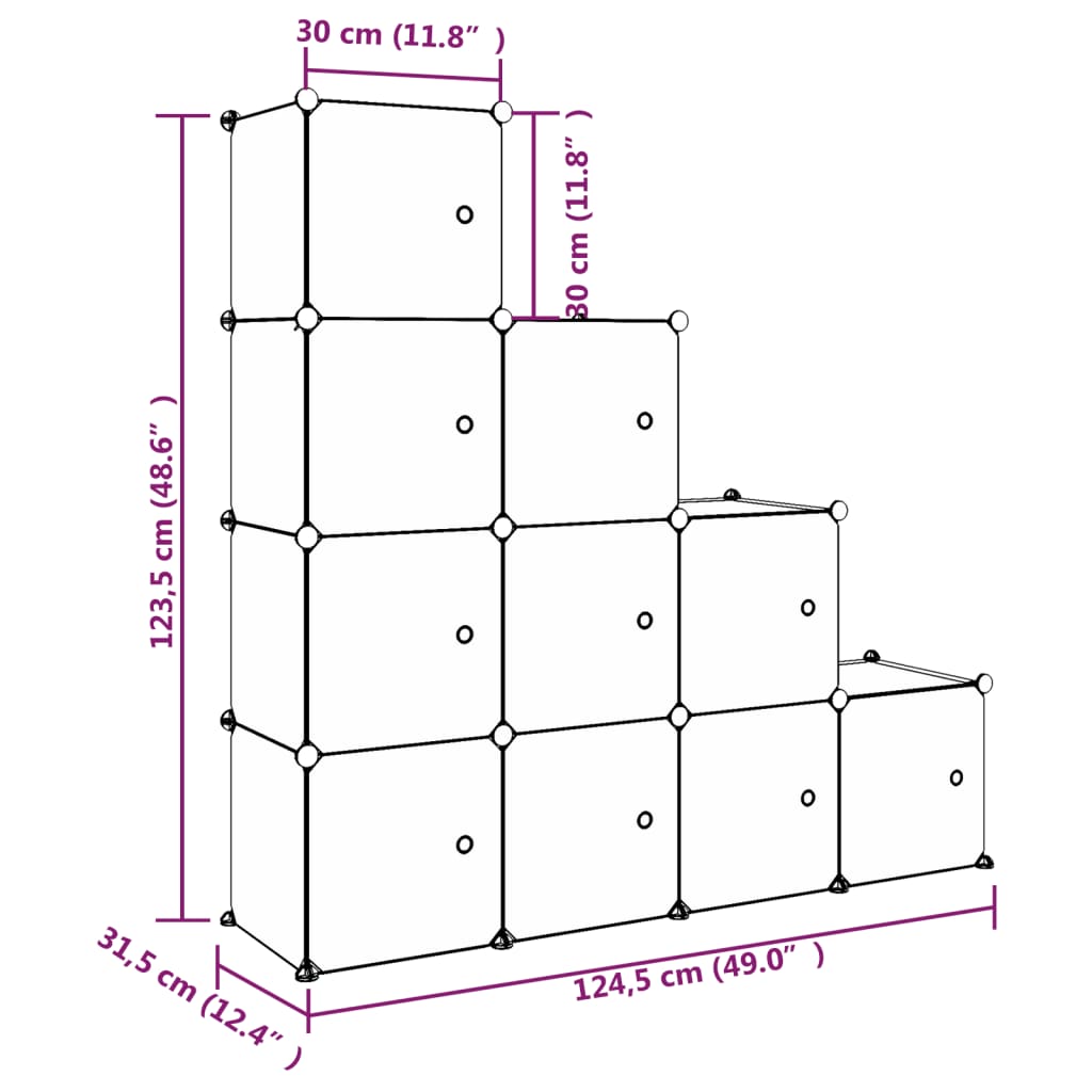 Armoire de rangement pour enfants avec 10 cubes Blanc PP - XIOS