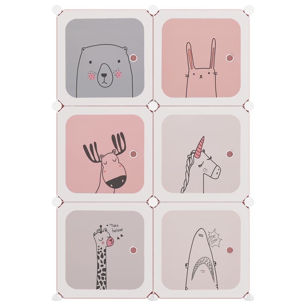 Armoire de rangement pour enfants avec 6 cubes Rose PP - XIOS