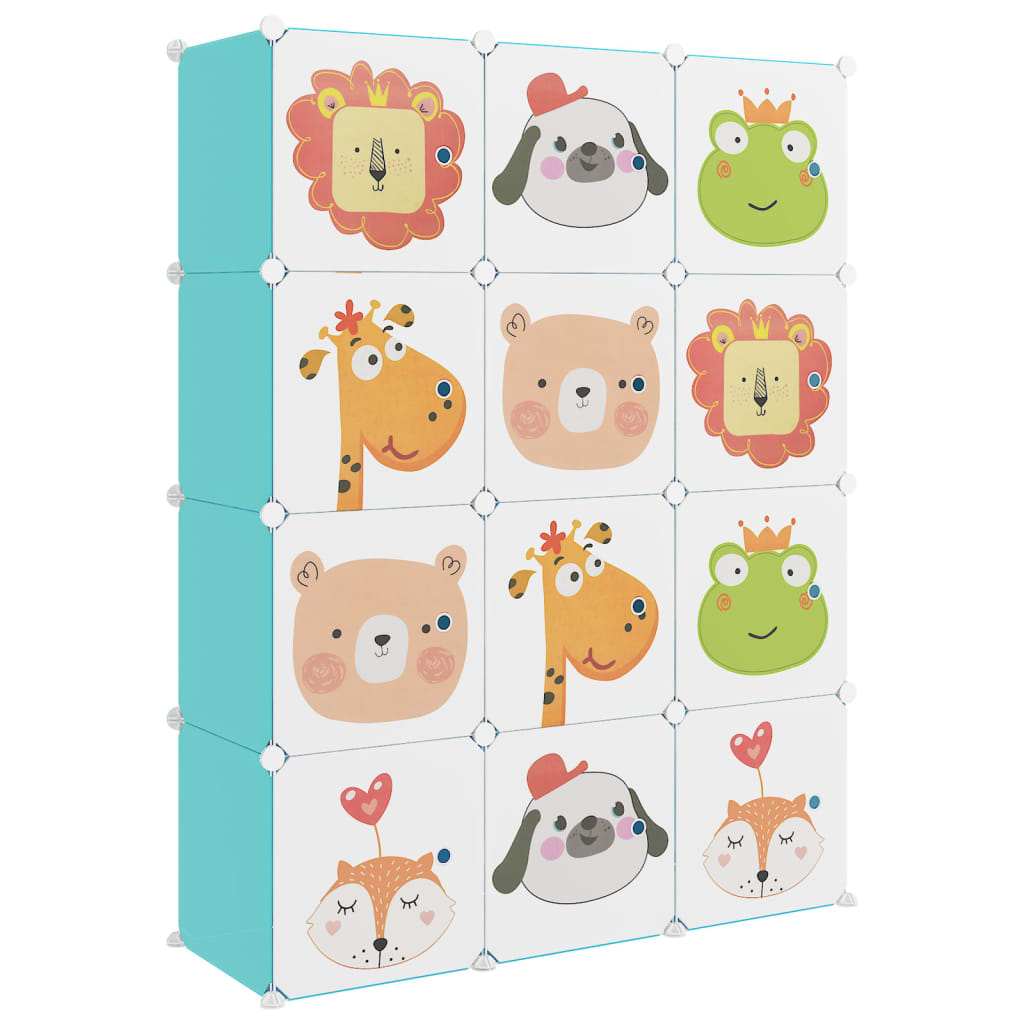 Armoire de rangement pour enfants avec 12 cubes Vert PP - XIOS