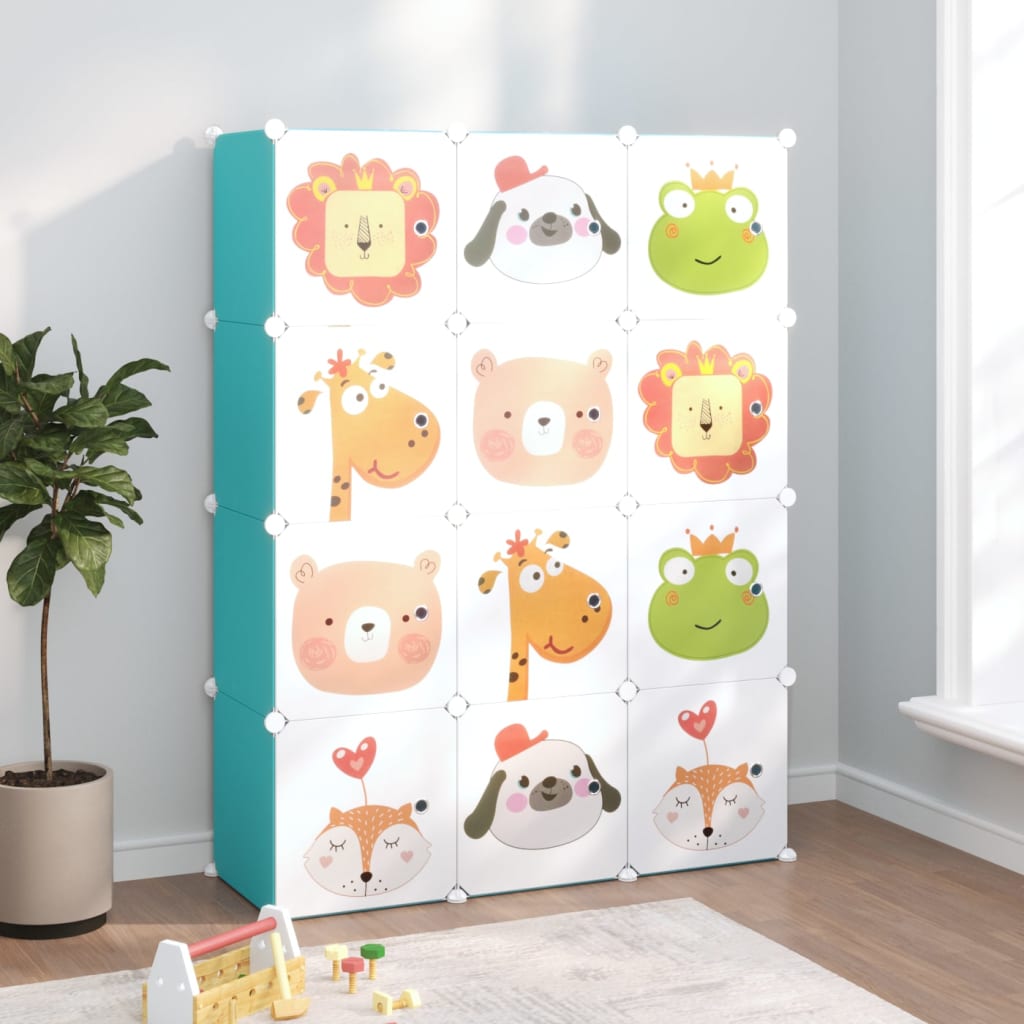 Armoire de rangement pour enfants avec 12 cubes Vert PP - XIOS