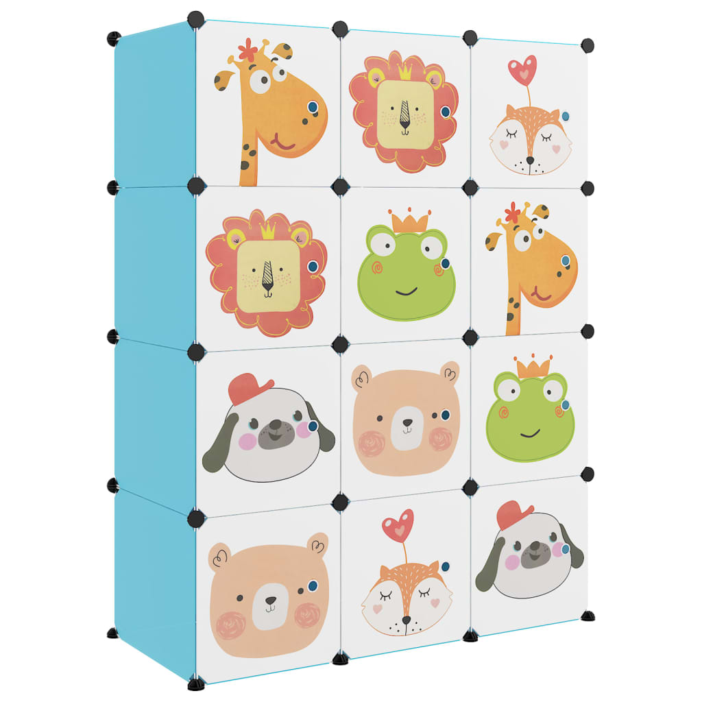 Armoire de rangement pour enfants avec 12 cubes Bleu PP - XIOS