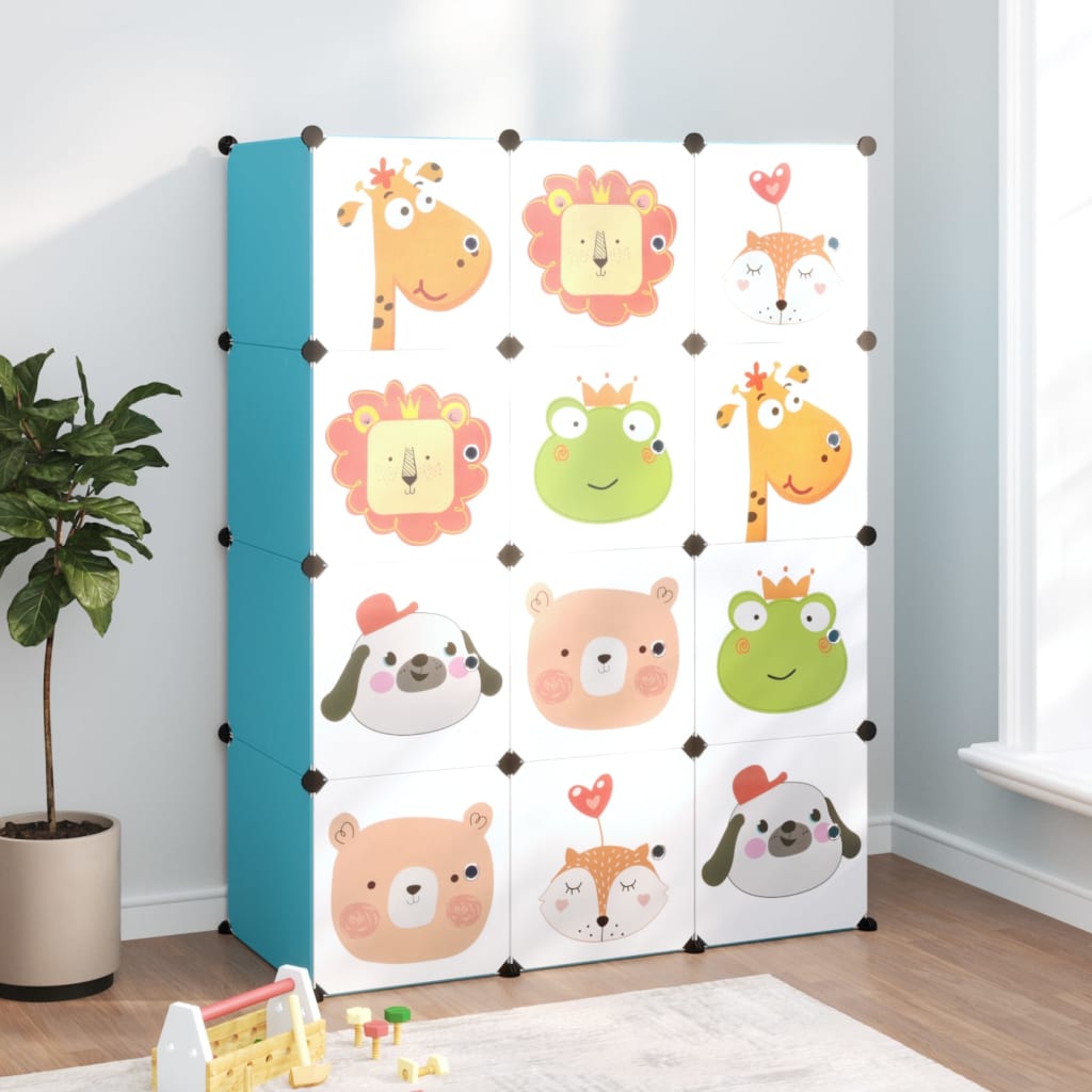 Armoire de rangement pour enfants avec 12 cubes Bleu PP - XIOS