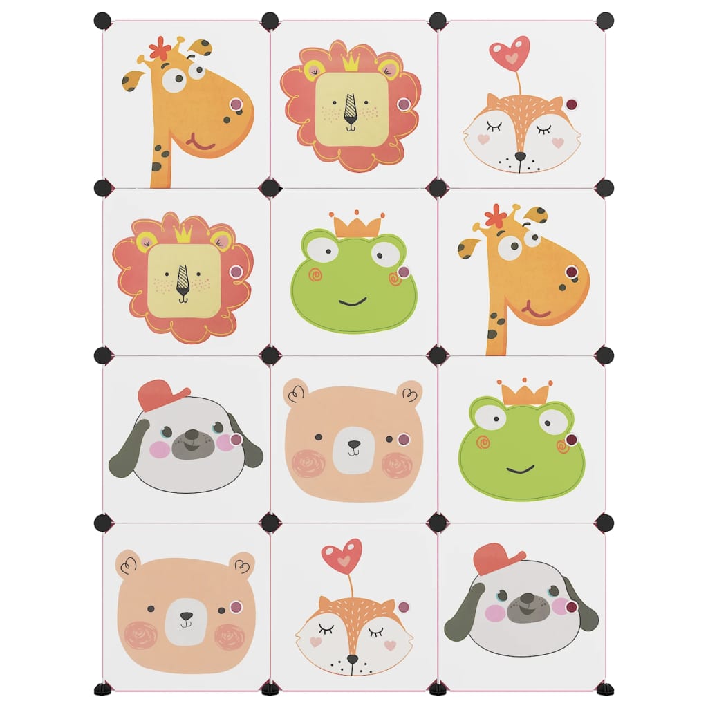 Armoire de rangement pour enfants avec 12 cubes Rose PP - XIOS